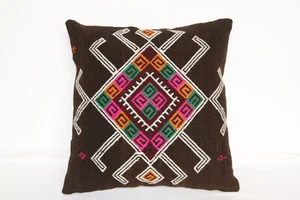 Almohada 16x16, almohada bohemia, almohada Kilim, almohada desechable, estuche cojín multicolor - Imagen 1 de 9