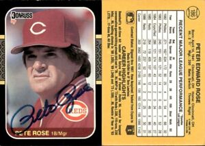 PETE ROSE SIGNED 1987 DONRUSS #186 CINCINNATI REDS ON-CARD AUTO