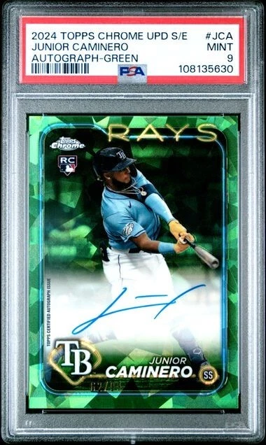 JUNIOR CAMINERO 2024 TOPPS CHROME SAPPHIRE GREEN AUTO RC /99🔥PSA 9🔥 - Image 1 of 2