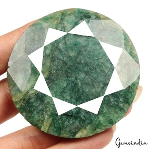 340Ct Natural Green Emerald Round Faceted Cut Loose Earth mined Gemstone, Brazil - Picture 1 of 5