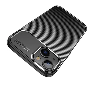 Funda protectora de silicona TPU Slim Case Bumper negra óptica carbono para iPhone 14 - Imagen 1 de 8