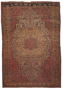 Alfombra antigua persa Farahaan hecha a mano 4,3' x 6,7' (131 cm x 204 cm) años 1910 - 1B153 - Imagen 1 de 7