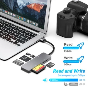 5-Slot SuperSpeed USB to TF/CF/XD/SD/MicroSD Card Reader USB 3.2 Gen1 5Gbp - Picture 1 of 8