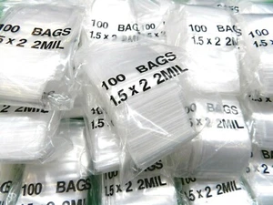 22000 Zip Seal Top Lock Bags 1-1/2"x2" Clear 2mil Bulk 22,000 1.5x2 Baggies - Picture 1 of 5