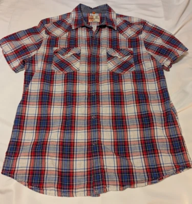 Ruff Hewn Mens Short Sleeve Shirt plaid Medium Snap - Image 1 of 4