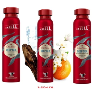 3 x XXL Old Spice Deep Sea Deodorant Body Spray 48H Ocean Breeze Scent 250ml - Picture 1 of 2