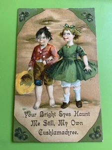 St Patrick's Day Shamrock Children Postcard 1914 Germany Unused - Picture 1 of 2
