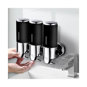 3 Bottles Bathroom Shower Soap Dispenser Shampoo Gel Pump Wall 1500ml Black - Picture 1 of 10