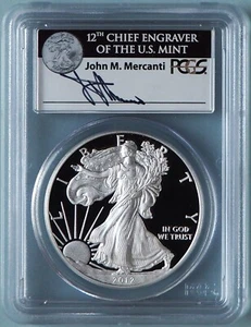 2012 W Silver Eagle PCGS PR70 DCAM John Mercanti Signature First Strike - Imagen 1 de 2