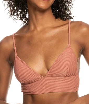 Roxy X4638 Juniors' Coconut Crew Metallic Ribbed Tank Bikini Top, Cedar Wood, XS - Image 1 of 4