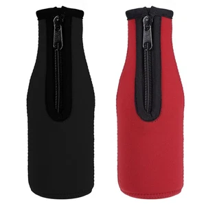 Manicotti Bottiglia Birra Raffreddatore Isolatore Copertura Neoprene per 330ml a 350ml Nero Rosso - Foto 1 di 6