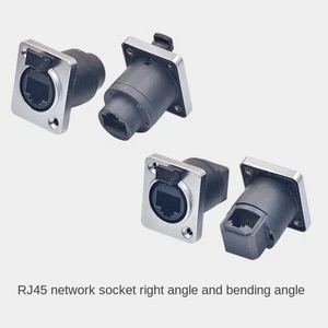 with Rubber Cover RJ45 Network Connector Aviation Plug Socket - Photo 1/9