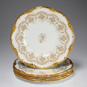 Coalport Kings Plate White Gold Grape Vine Dinner Plates 6pc Lot 10.5"dia - Picture 1 of 5