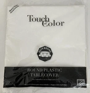 "Cubierta de mesa de plástico blanco octo-redonda toque de color forma octágona 82"" hecha en EE. UU." - Imagen 1 de 4