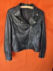 Myleene Klass Black Leather Biker Jacket, Size 14, - Picture 1 of 7