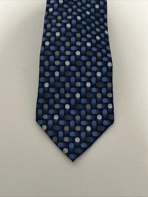 Corbata de cuello Van Heusen para hombre 100 % seda azul blanco y dorado estampado geométrico Foto 1 de 4
