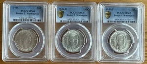 GEM 3x 1946 Booker T Washington BTW Half Dollar PCGS MS65, MS64 Low Mintage - Picture 1 of 7