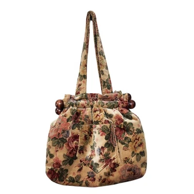 Bolso de Mano Boho Vintage Hecho a Mano Tapiz de Terciopelo Cottagecore Flor Cartera Hecho a Mano  Foto 1 de 4