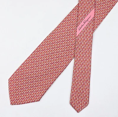 Salvatore Ferragamo Tie Silk Necktie Seahorse on Red - Image 1 of 4