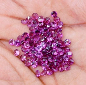 3 MM 10 Pcs Lot For Jewelry Natural Rhodolite Round Cut Stone Loose Gemstone - Picture 1 of 6