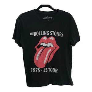 The Rolling Stones 1975 US Tour Graphic T-Shirt Black Medium Rock Band - Picture 1 of 8