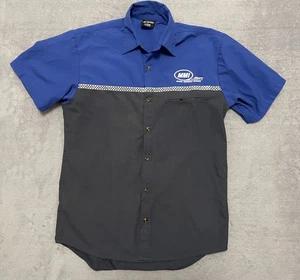 Marine Mechanics Institute Shirt Mens Large Blue Gray Button Up Work Uniform MMI - Picture 1 of 9