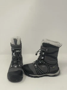 KEEN Stivali da neve impermeabili in pelliccia isolata nero e grigio, 10 bambini - Foto 1 di 12