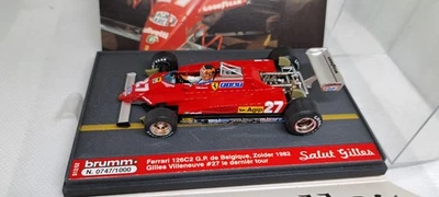 BRUMM S12/52 1/43 F1 FERRARI 126 C2 GILLES VILLENEUVE ZOLDER LAST LAP 1982 RARE - Immagine 1 di 4