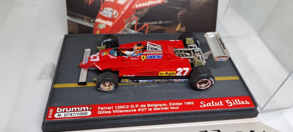 BRUMM S12/52 1/43 F1 FERRARI 126 C2 GILLES VILLENEUVE ZOLDER LAST LAP 1982 RARE - Immagine 1 di 4