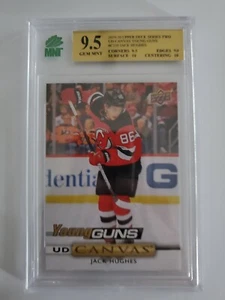 2019-20 UPPER DECK C239 JACK HUGHES YOUNG GUNS CANVAS YG MNT 9.5 GEM GRADED - Picture 1 of 2
