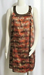 NEU Damen BCBGMAXAZRIA braun orange & rosa seidig dehnbar Mantel Kleid L - Bild 1 von 5