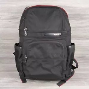 Zaino balistico Tumi nylon nero compatto PC laptop tasca bordo rosso - Foto 1 di 21