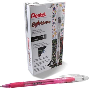 Pentel Sparkle Pop Metallic Gel Pen Bold Line PINK/LIGHT PINK Ink, BOX 12 PENS - Picture 1 of 5