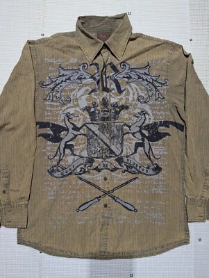 Camisa grande Roar Can't Be Stopped gótica filigrana masculina marrón gráfica para hombre Foto 1 de 4