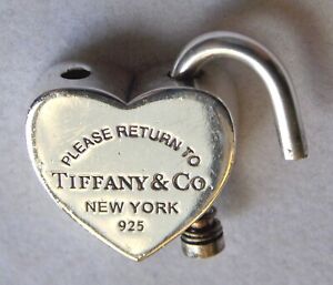 PLEASE RETURN TO TIFFANY & CO Sterling Silver Heart Lock Charm / Pendant OPENS