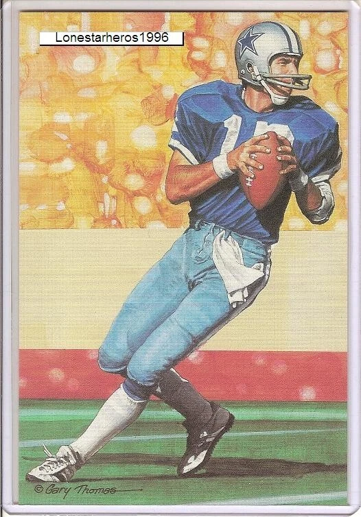 1991 Roger Staubach Goal Line Art Postcard Unsigned - Series 3 Three - Image 1 of 1