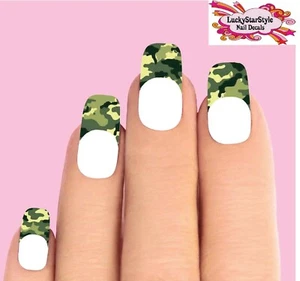 Juego de 10 puntas calcomanías de uñas tobogán acuático - camuflaje verde camuflaje - Imagen 1 de 1