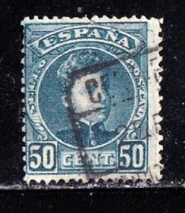 Spanien Briefmarke #283b, gebraucht, blaugrün (Fehler), SCV 1100,00 $   - Bild 1 von 2