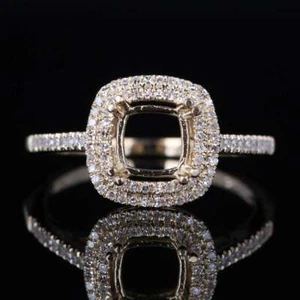 10k Yellow Diamond Semi Mount Setting 6x6mm Cushion Cut Wedding Jewelry Ring - Picture 1 of 6