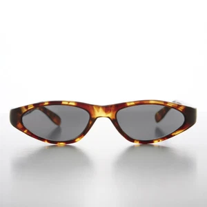 Gold Tortoiseshell Small Cat Eye 90s Vintage Sunglass Gray Lens - Vicky - Picture 1 of 3