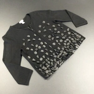 Cárdigan Suéter Chico's Negro Talla 0 Cuero Como Redondo Patchwork - Imagen 1 de 11