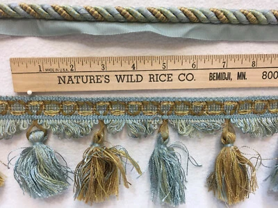 Borla y Cordón Borla Tonos Azul Dorado Marrón Verde Costura Artesanía Lote 4 Piezas Foto 1 de 2