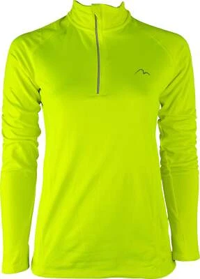 More Mile Vivid Womens Running Top Yellow Long Sleeve Half Zip Run Hi Vis Jersey - Image 1 of 2