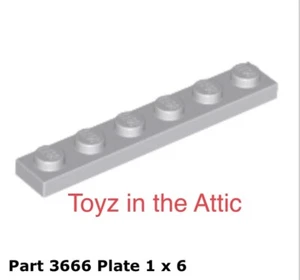 Lego 2x 3666 Light Bluish Gray Plate 1 x 6 10497 - Picture 1 of 1