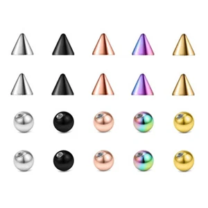 10PCS 16G 3mm Thread Replacement Ball Cone Labret Piercing Barbell Body Jewelry - Picture 1 of 4