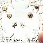 Womens Earrings Lot 14K Yellow Gold Pierced Studs Hearts Gift Idea for Her