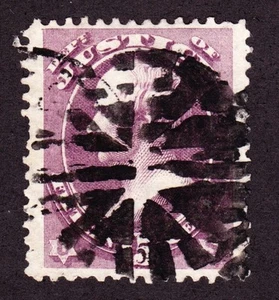 US O31 15c Justice Department Official Used VF Circle V's Fancy Cancel SCV $200 - Picture 1 of 2