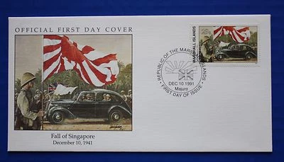 Marshall Islands (293) 1991 WWII: Fall of Singapore Official FDC - Image 1 of 2