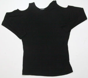 Large Cha Cha Vente Black Tee T-Shirt Top Women's Long Sleeve Polyester QQ35 - Picture 1 of 4