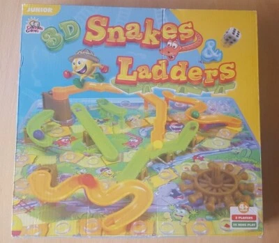 3D SNAKES AND LADDERS GREAT KIDS BOARD GAME RARE COMPLETE WITH ALL PIECES VGC - Image 1 of 2